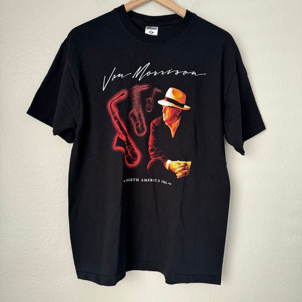 Vintage Van Morrisson Mens T-Shirt Concert Tour Short Sleeve Cotton Size Large